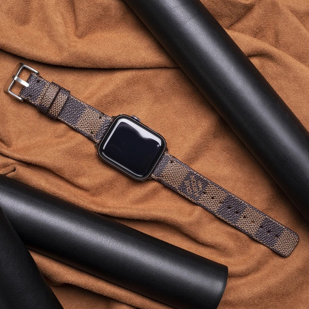 Brown Checkered LV Louis Vuitton Luxury High End Apple Watch band –  iconiclegendwear